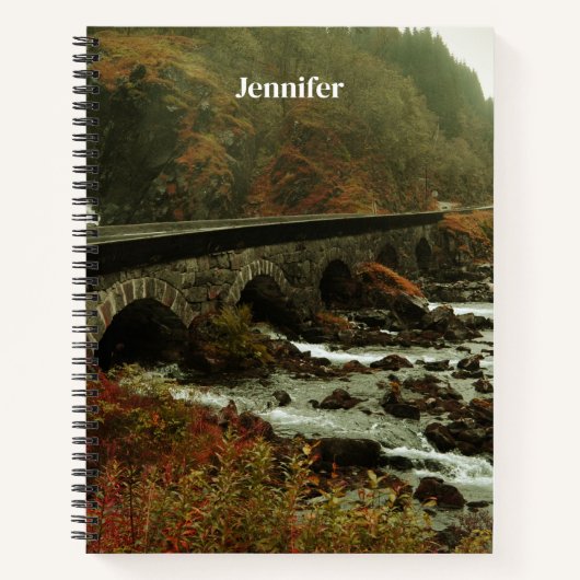 Herbstwald und Flusslandschaft Notizblock (Vorderseite)