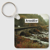 Herbstwald und Flusslandschaft Schlüsselanhänger (Vorderseite)
