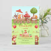 Herbstwald Waldtiere Tiere Kinder zum Geburtstag e Einladung (Stehend Vorderseite)