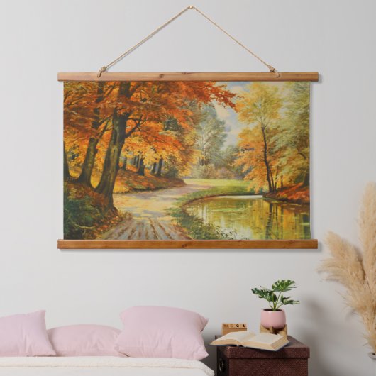 Herbstwald Wandteppich Mit Holzrahmen (Schlafzimmer)
