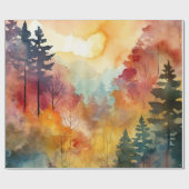 Herbstwald Wasserfarben-Glanz Geschenkpapier (Flach)