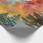 Herbstwald Wasserfarben-Glanz Geschenkpapier (Ecke)