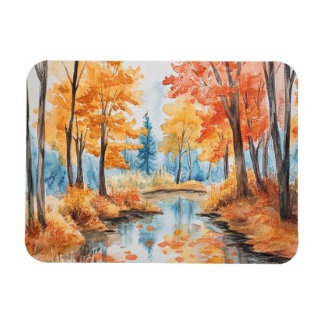 Herbstwald Wasserfarben Kunst Magnet