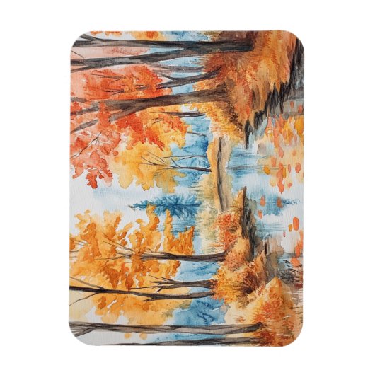 Herbstwald Wasserfarben Kunst Magnet (Vertikal)