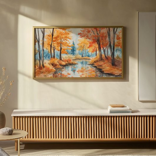 Herbstwald Wasserfarben Kunst Poster