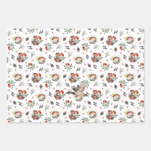 Herbstwald Wilderness Mushrooms | Dreierpack Geschenkpapier Set (Vorderseite 2)