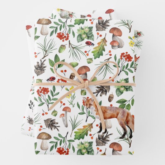 Herbstwald Wilderness Mushrooms | Dreierpack Geschenkpapier Set (Beispiel)