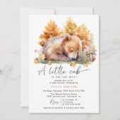 Herbstwaldbär | Niedliche Rustic Fall Baby Dusche Einladung (Vorderseite)