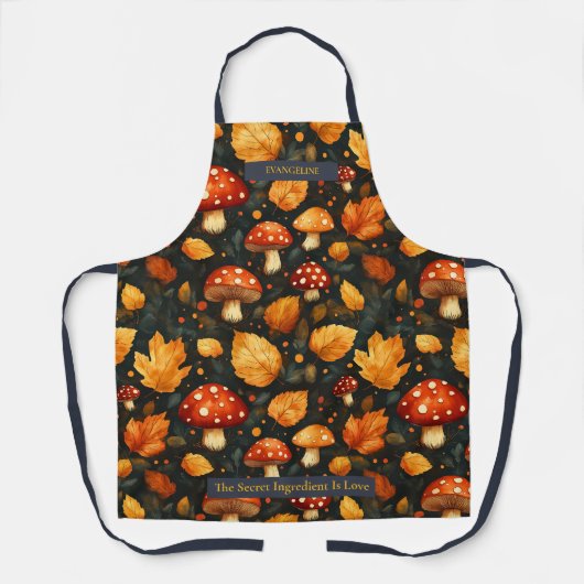 Herbstwalddesign mit Pilzen und Blätter Schürze (Vorderseite)