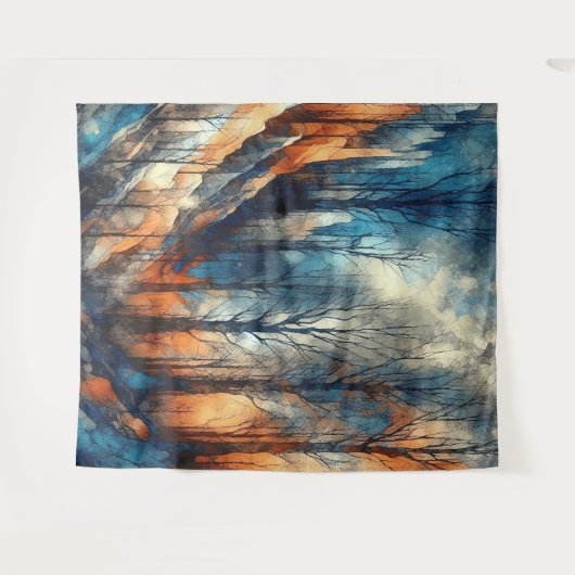 Herbstwälder 2 - Aquarellfarben Wandteppich (Vorderseite (Horizontal))