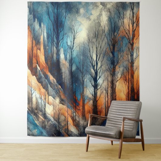 Herbstwälder 2 - Aquarellfarben Wandteppich (Beispiel)