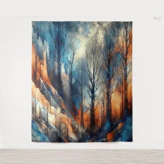 Herbstwälder 2 - Aquarellfarben Wandteppich (Vorderseite)