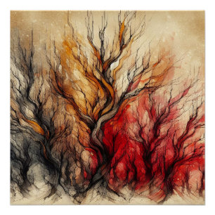 Herbstwälder im Abstrakten 2 - KI - Kunstwerk Poster