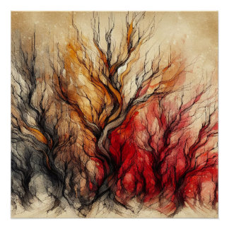Herbstwälder im Abstrakten 2 - KI - Kunstwerk Poster