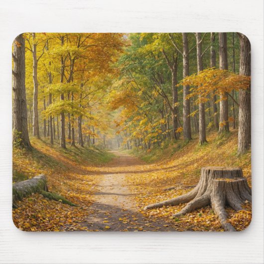 Herbstwälder mit dunklem Weg Mousepad (Vorne)
