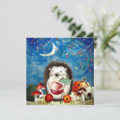 Herbstwaldfreunde Igel Wald Zeichnend (Stehend Vorderseite)