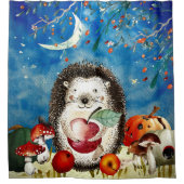 Herbstwaldfreunde Igel Wald Zeichnend Duschvorhang (Vorderseite)