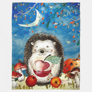 Herbstwaldfreunde Igel Wald Zeichnend Fleecedecke