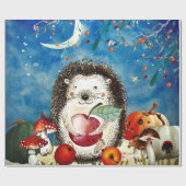 Herbstwaldfreunde Igel Wald Zeichnend Geschenkpapier (Flach)