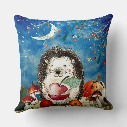 Herbstwaldfreunde Igel Wald Zeichnend Kissen (Rückseite)