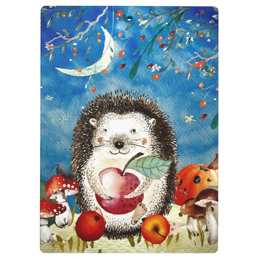 Herbstwaldfreunde Igel Wald Zeichnend Klemmbrett (Rückseite)