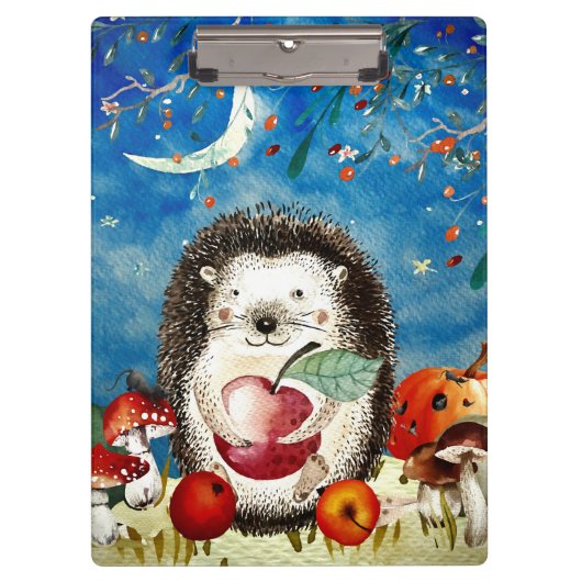 Herbstwaldfreunde Igel Wald Zeichnend Klemmbrett (Vorderseite)