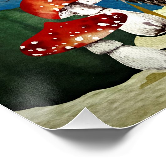 Herbstwaldfreunde Igel Wald Zeichnend Poster (Ecke)