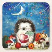 Herbstwaldfreunde Igel Wald Zeichnend Rechteckiger Pappuntersetzer (Vorderseite)