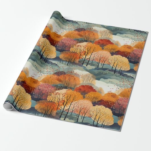 Herbstwaldmuster Geschenkpapier (Ungerollt)