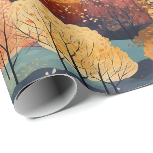 Herbstwaldmuster Geschenkpapier (Rolleneckpunkt)