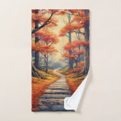Herbstwaldpfad mit Name und Jahr Badhandtuch Set (Handtuch)
