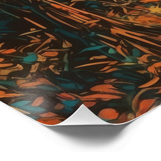 Herbstwaldpfad mit Stairs Digitaler Download-Berei Poster (Ecke)