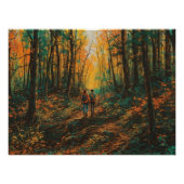Herbstwaldpfad mit Wanderer digitaler Download Poster (Vorderseite)