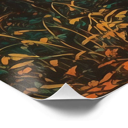 Herbstwaldpfad mit Wanderer digitaler Download Poster (Ecke)