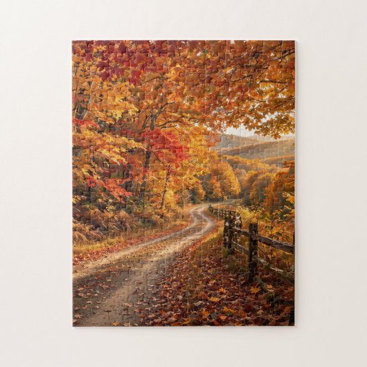 Herbstwaldstraße Puzzle (Vertikal)