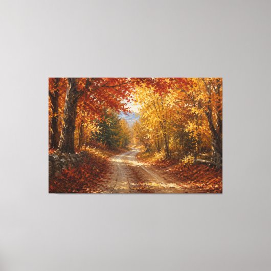 Herbstwaldstraßen-Ölgemälde Leinwanddruck (Vorderseite)