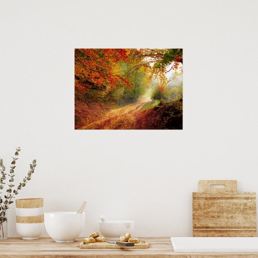 Herbstwaldstrecke Poster (Küche)