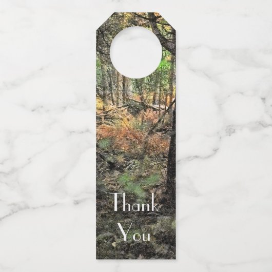 Herbstwaldszene Flaschenanhänger (Vorderseite)