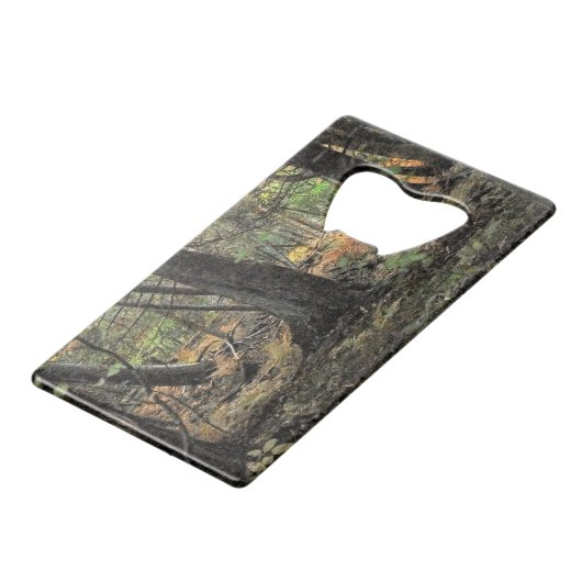 Herbstwaldszene Geldbeutel Flaschenöffner (Vorderseite Schrägansicht)