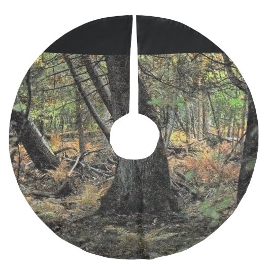Herbstwaldszene Polyester Weihnachtsbaumdecke (Vorderseite)