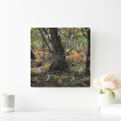 Herbstwaldszene Quadratische Wanduhr (Zuhause)