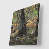 Herbstwaldszene Quadratische Wanduhr (Winkel)