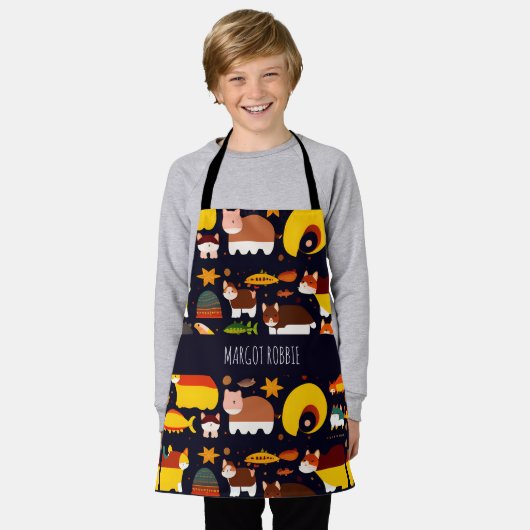 Herbstwaldtiere: Retromuster Schürze (Getragen)