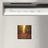 Herbstwaldweg fallende Blätter Magnet (In Situ (Geschirrspüler))