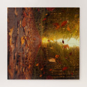Herbstwaldweg fallende Blätter Puzzle (Horizontal)