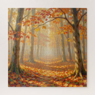 Herbstwaldweg Malerische Landschaftskunst Puzzle