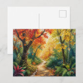 Herbstwaldweg Postkarte (Vorne/Hinten)