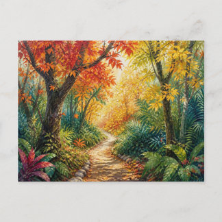 Herbstwaldweg Postkarte