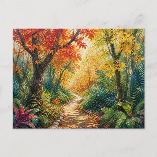 Herbstwaldweg Postkarte (Vorderseite)