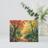 Herbstwaldweg Postkarte (Stehend Vorderseite)